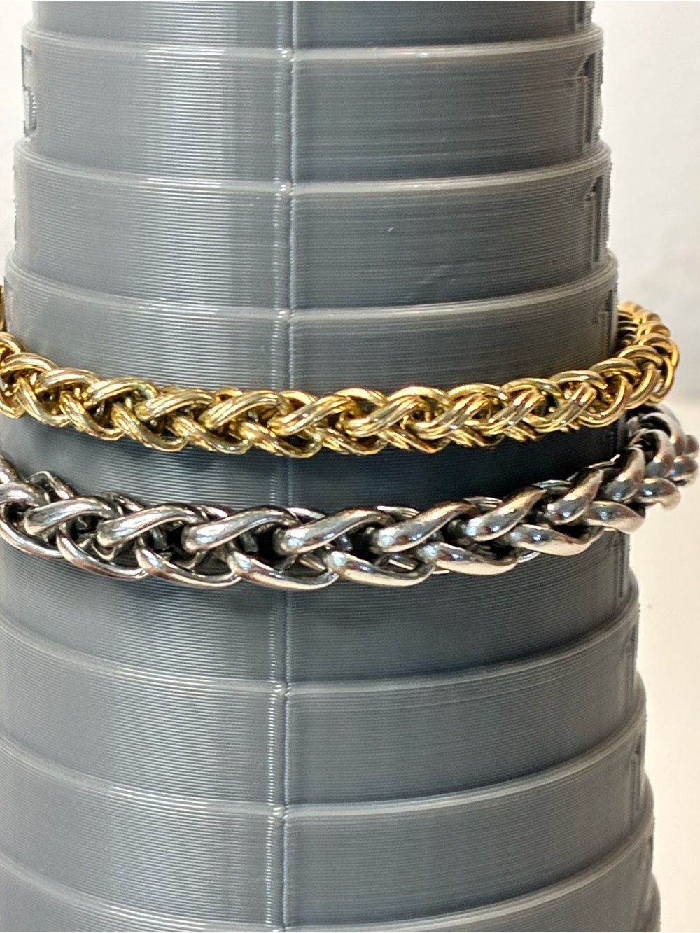 Gold and Silver Braided Rope Chain Bracelet High Low Timeless Every Day Easy - Picture 7 of 15